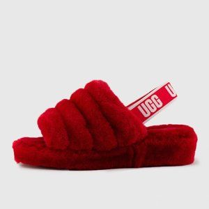 Red UGG Fluff yeah slides
